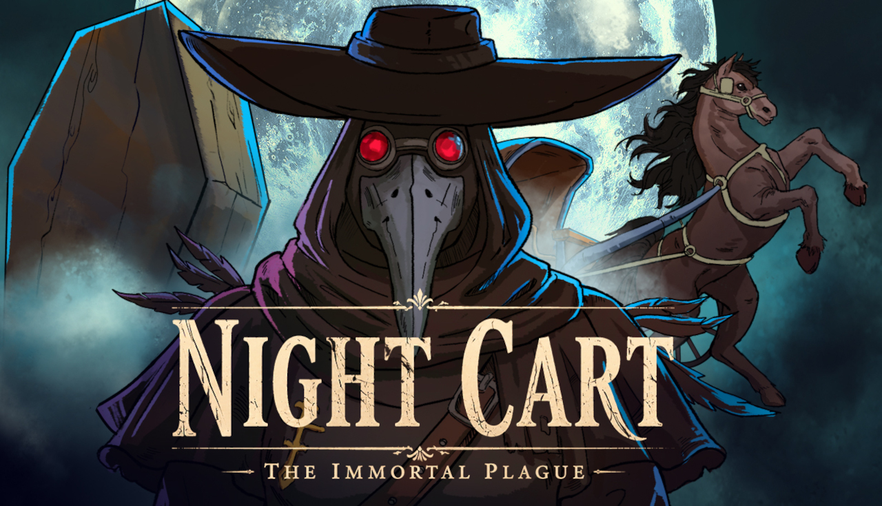 Driving a horse-drawn cart down a moonlit village road in Night Cart.